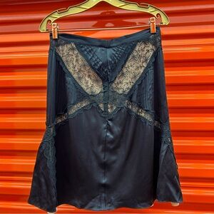 Catherine Malandrino: Silk Lace-Trim Midi Skirt